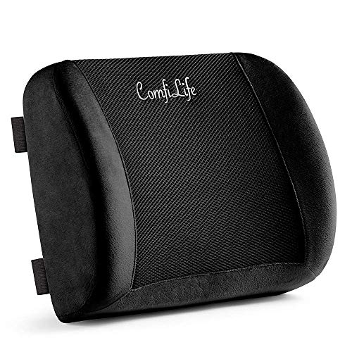 ComfiLife Lendenwirbelstütze Rückenkissen Bürostuhl und Autositzkissen - Memory-Schaum mit verstellbarem Gurt und atmungsaktivem 3D-Netzgewebe (Schwarz) von ComfiLife