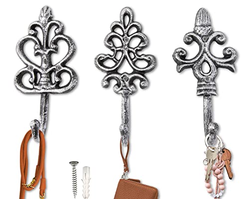 Comfify Dekorativer Shabby Chic Wandhaken - Rustikal - Antik anmutend - Französischer Landhaus-Charme - Große Dekorative Hängehaken - 3er Set - Schrauben und Dübel zur Montage inklusive von Comfify
