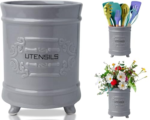 Comfify Französischer Grauer Keramik-Utensilienhalter - Vintage Style Kochgeschirr Caddy - Antikes Design - Kochgeschirr Organizer - Rustikales französisches Landhausgeschirrtopf für Kochfreunde Comfify Französischer Grauer Keramik-Utensilienhalter - Vintage Style Kochgeschirr Caddy - Antikes Design - Kochgeschirr Organizer - Rustikales französisches Landhausgeschirrtopf für Kochfreunde von Comfify