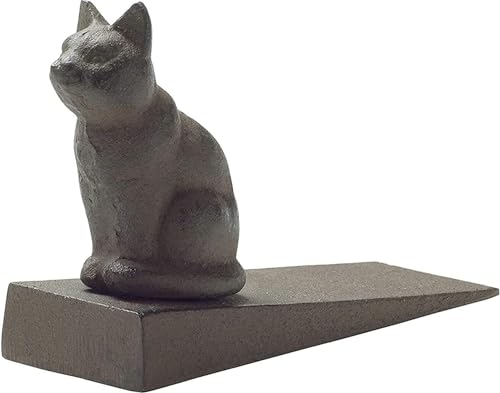 Comfify Türstopper CA-1507-12 im Vintage-Stil, Gusseisen, schöne dekorative Oberfläche, gepolsterte, kratzfeste Filzunterseite, schützt Böden, Rostbraun (Katzentürstopper CA-1507-12) von Comfify