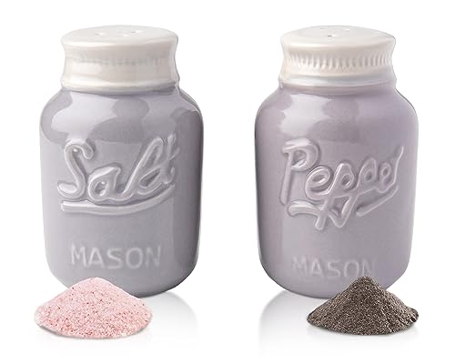 Comfify Vintage Salz & Pfeffer Streuer Bezauberndes dekoratives Dekor für Vintage-, Rustikal- und Shabby Chic-Liebhaber - Robustes Keramik in Grau - 3,5 oz. Kapazität von Comfify