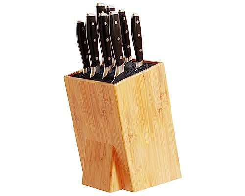 XL Großer Universal-Messerblock ohne Messer – Bambus-Messerhalter mit abnehmbaren Borsten – praktisch und vielseitig für jede Messergröße von Comfify