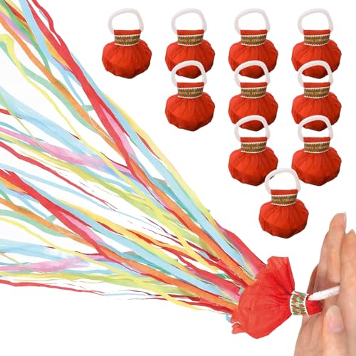 10 Stück Bunte Hand werfen Streamer 6 x 9 cm Party werfen Streamer No Mess Streamer Hand werfen Streamer für Geburtstag Hochzeit Graduation Party Feier (Rot) von Comforso