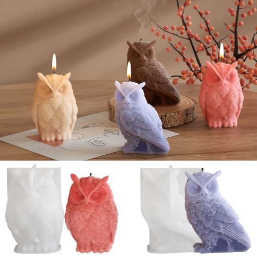 2 Stück Silikonformen Silikon Eule Formen Set Tier Eule Form Silikon Eule Form 3D Form Tier Form Formen für DIY Kerzen Wachs Seife Handwerk von Comforso