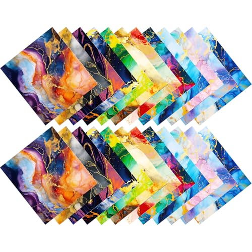 24 Blatt Marmor Muster Papier, 12 Designs Scrapbook-Papier, 6X6 Aquarellkarton Block, Scrapbook-Zubehör Set Marmorbronzierungs-Bastelpapierblöcke Für DIY Scrapbook-Erstellung von Comforso