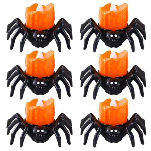 Halloween-Spinnen-LED-Teelichter, flammenlose Kürbislaterne, Ornamente, Spinnen-Nachtlicht, Kerzen-Teelichter, Dekoration, batteriebetriebene künstliche Kerzen für Halloween-Dekorationen, Partyzubehör Halloween-Spinnen-LED-Teelichter, flammenlose Kürbislaterne, Ornamente, Spinnen-Nachtlicht, Kerzen-Teelichter, Dekoration, batteriebetriebene künstliche Kerzen für Halloween-Dekorationen, Partyzubehör von Comforso