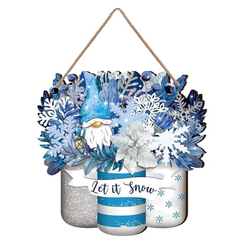 Holz-Weihnachtsdekoration,Weihnachts-Hängeschild, Weihnachts-Plakette Schild Tür, Weihnachtsschmuck, Personalisierte Hölzerne Hängende Plakette, Indoor Outdoor und Weihnachtsbaum-Deko (Blau) von Comforso