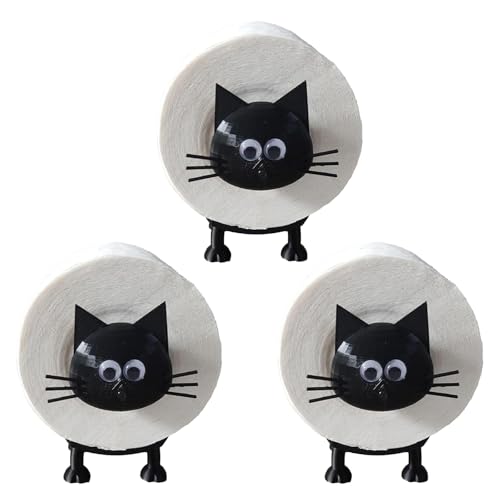 Toilettenpapierhalter mit 3D Druck Katze Motiv,Freistehend Lustige Badezimmer Set 3 Stück,Schwarze Toilettenpapier Aufbewahrung mit Tier Design,Süßer Seidenpapierständer für Toilette Badezimmer Küche Toilettenpapierhalter mit 3D Druck Katze Motiv,Freistehend Lustige Badezimmer Set 3 Stück,Schwarze Toilettenpapier Aufbewahrung mit Tier Design,Süßer Seidenpapierständer für Toilette Badezimmer Küche von Comforso