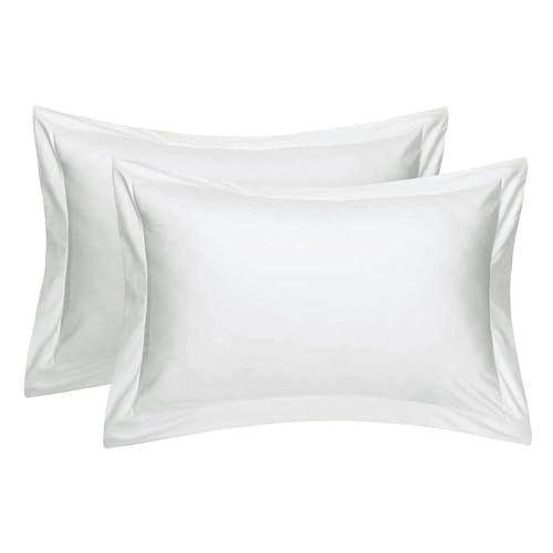Comfort Beddings Schwere Qualität, Fadenzahl 400, 100% ägyptische Baumwolle, Oxford-Kissenbezüge, 2 Stück – Weiß (Superking Size 50 x 90 cm) von Comfort Beddings