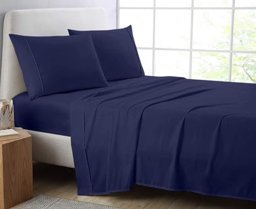Comfort Beddings Schwere Qualität Top Bettlaken 600TC 100% Ägyptische Baumwolle Flachbettlaken Superking Size, Superweiche, hypoallergene Flachbettlaken (Superking, Blau) von Comfort Beddings