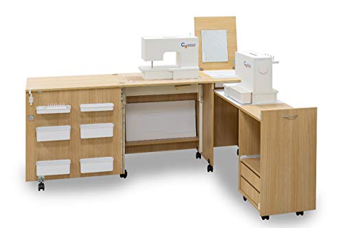 Comfort 3 | Nähmaschinenschrank | Nähmöbel | Nähtisch | (Premium White, L (Air-Lift 10 to 15 kg)) von Comfort Collection