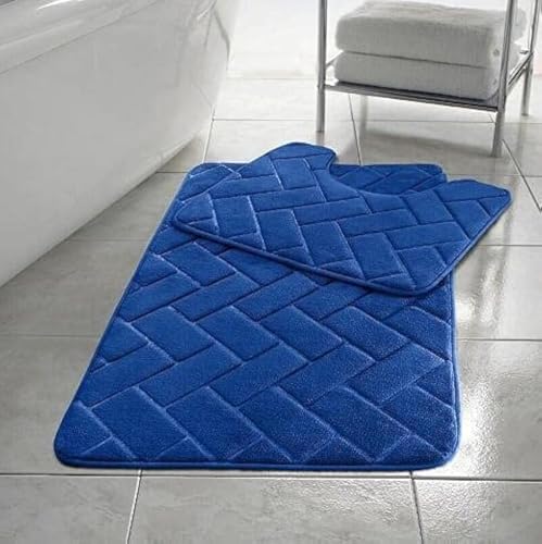 Comfort Collections Badematten-Set aus Memory-Schaum, WC-Vorleger, Badezimmerteppich, weich, saugfähig, rutschfest, königsblau, Badematte (50 x 80 cm) und WC-Vorleger (50 x 40 cm) ca von Comfort Collections
