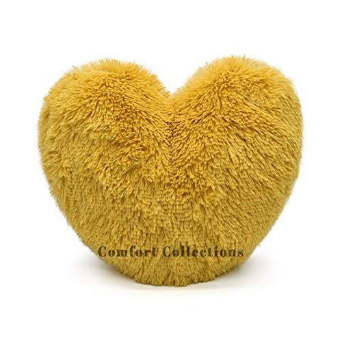 Kuscheliges Teddybär-Fleece-Kissen, superweich, 3D-Herzform, flauschig, gefüllt, gemütlich, warm, Heimdekoration, Geschenk für einen geliebten Menschen, Valentinstag, Ocker, 38 cm x 38 cm von Comfort Collections