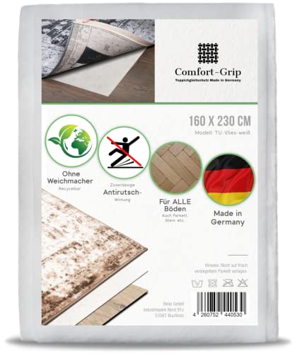 Comfort-Grip Teppichunterlage -OHNE WEICHMACHER- (160x230 cm, Vlies-Weiß) Antirutschmatte für Fußmatte und Teppich, Antirutschunterlage, Anti Rutsch, Rutsch Stop, rutschfest von Comfort-Grip