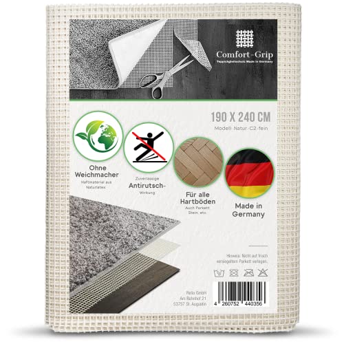 Comfort-Grip Teppichunterlage -OHNE WEICHMACHER- (190 x 240 cm, Haftgitter-Natur) Antirutschmatte für Teppich von Comfort-Grip