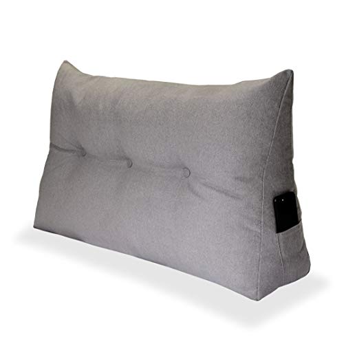 Comfort-Pur Dreieckiges Kissen, gesteppt, multifunktionales Bettkissen Kissen Sofakissen Dekokissen Zierkissen Rückenkissen Rücklehne (Hell Grau, 90 cm) von Comfort-Pur