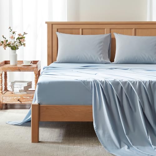 Comfort Spaces Coolmax Moisture Wicking Sheet Set Super Soft, Fade Resistant, 17" Deep Pocket, All Around Elastic - Warm Weather Cooling Sheets for Night Sweats, Twin XL, Blue 3 Piece von Comfort Spaces