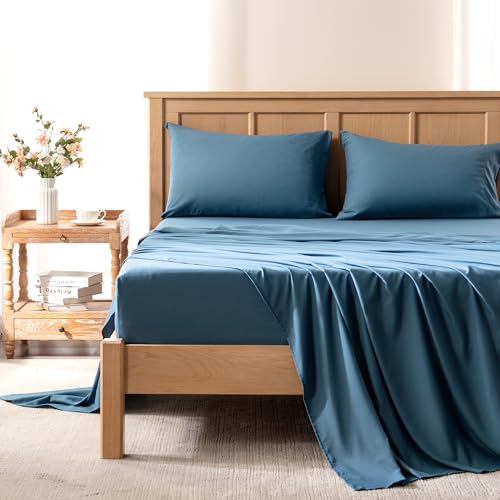 Comfort Spaces Coolmax Moisture Wicking Sheet Set Super Soft, Fade Resistant, 17" Deep Pocket, All Around Elastic - Warm Weather Cooling Sheets for Night Sweats, Twin XL, Teal 3 Piece von Comfort Spaces