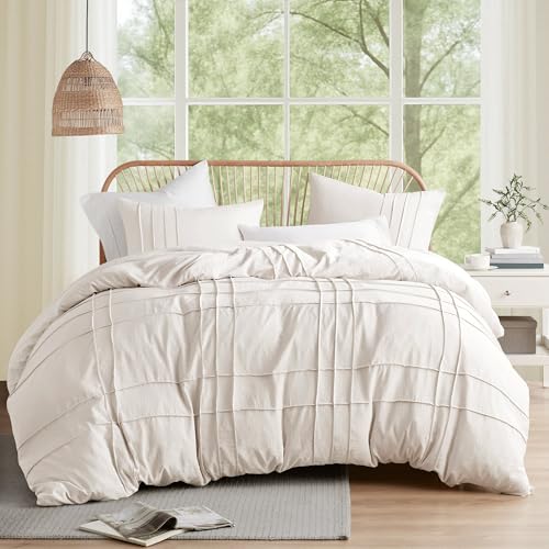 Comfort Spaces Cremefarbenes Bettwäsche-Set für Doppelbett, 2-teilig, plissiert, Bauernhaus-Bettbezug, für alle Jahreszeiten, leicht, baumwollähnliche Weichheit, vorgewaschene Mikrofaser, Doppelbett, Comfort Spaces Cremefarbenes Bettwäsche-Set für Doppelbett, 2-teilig, plissiert, Bauernhaus-Bettbezug, für alle Jahreszeiten, leicht, baumwollähnliche Weichheit, vorgewaschene Mikrofaser, Doppelbett, von Comfort Spaces