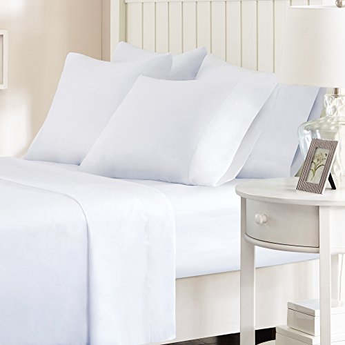 Comfort Spaces Microfiber Set 14" Deep Pocket, Wrinkle Resistant All Around Elastic-Year-Round Cozy Bedding Sheet, Matching Pillow Cases, Queen, White von Comfort Spaces