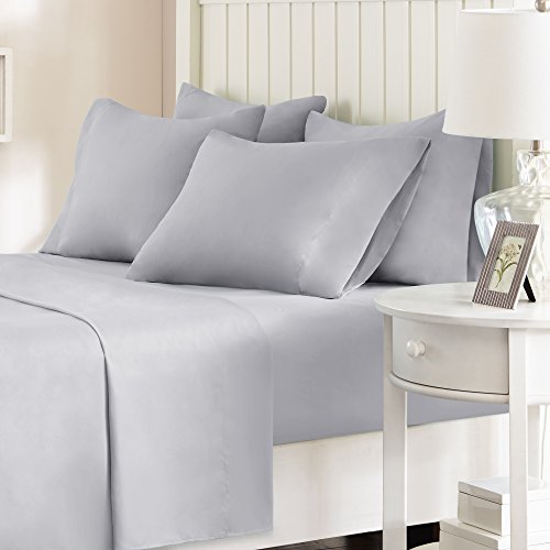 Comfort Spaces Microfiber Set 14" Deep Pocket, Wrinkle Resistant All Around Elastic-Year-Round Cozy Bedding Sheet, Matching Pillow Cases, Twin, Light Gray von Comfort Spaces