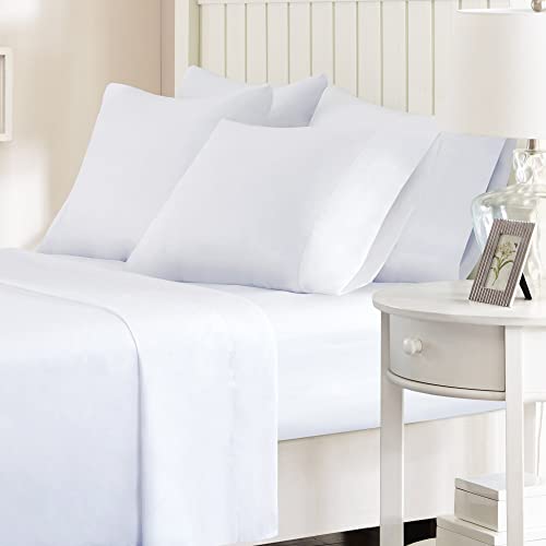 Comfort Spaces Microfiber Set 14" Deep Pocket, Wrinkle Resistant All Around Elastic-Year-Round Cozy Bedding Sheet, Matching Pillow Cases, Twin, White von Comfort Spaces