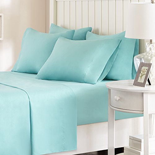 Comfort Spaces Microfiber Set 14" Deep Pocket, Wrinkle Resistant All Around Elastic-Year-Round Cozy Bedding Sheet, Matching Pillow Cases, Queen, Aqua von Comfort Spaces