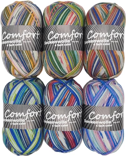 Comfort Wolle Sockenwolle Strumpfwolle Comfort Color 4-fädig Farbset 6 x 100 g 420 m Länge 100 g mehrfarbig Farbverlaufsset 08 Comfort Wolle Sockenwolle Strumpfwolle Comfort Color 4-fädig Farbset 6 x 100 g 420 m Länge 100 g mehrfarbig Farbverlaufsset 08 von Lulizzie
