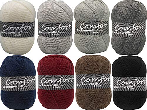 Sockenwolle Strumpfwolle Comfort einfarbig 4-Fach -Best of Unis- 800gr Farbpaket-dezente einfarbige Wolle Sockenwolle Strumpfwolle Comfort einfarbig 4-Fach -Best of Unis- 800gr Farbpaket-dezente einfarbige Wolle von Comfort Wolle