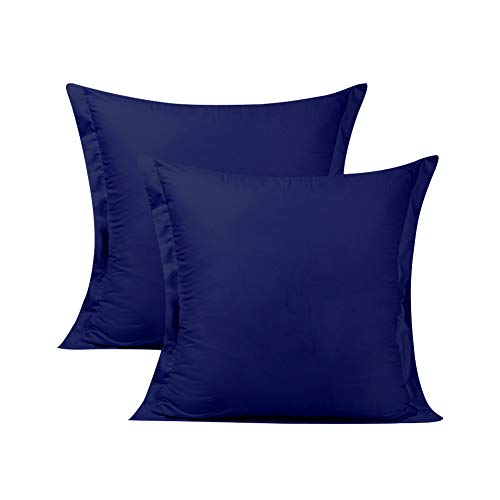 ComfortAce Maas Kissenbezug 100% Baumwolle Hülle 2er Set Kissenhülle Kopfkissenbezug Bettkissenbezug Kissenbezug, 80x80 cm Marineblau von ComfortAce