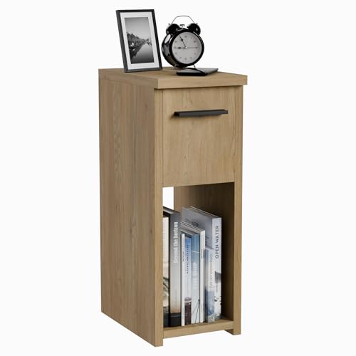 ComfortCove Nachttisch, Nachtschrank, Nachtkästchen, schmaler Nachttisch, schlanker Beistelltisch mit Ablagefach und Griff, Eiche. Größe: B20 x H55 x T30,5 cm ComfortCove Nachttisch, Nachtschrank, Nachtkästchen, schmaler Nachttisch, schlanker Beistelltisch mit Ablagefach und Griff, Eiche. Größe: B20 x H55 x T30,5 cm von ComfortCove