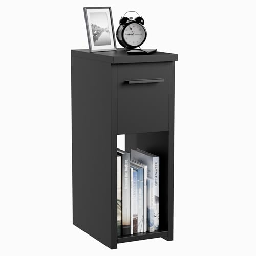 ComfortCove Nachttisch, Nachtschrank, Nachtkästchen, schmaler Nachttisch, schlanker Beistelltisch mit Ablagefach und Griff, Schwarz. Größe: B20 x H55 x T30,5 cm ComfortCove Nachttisch, Nachtschrank, Nachtkästchen, schmaler Nachttisch, schlanker Beistelltisch mit Ablagefach und Griff, Schwarz. Größe: B20 x H55 x T30,5 cm von ComfortCove
