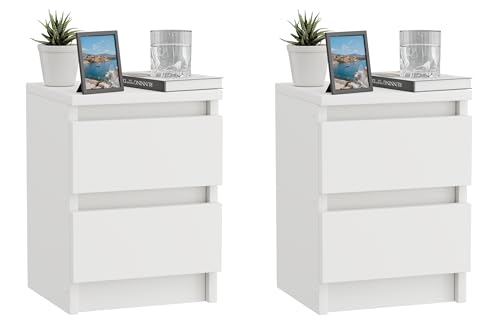 ComfortCove Nachttisch 2er Set, Nachtschrank 2er Set, Weiße Nachttische mit 2 Schubladen, Nachtkästchen, Nachttisch Weiß ComfortCove Nachttisch 2er Set, Nachtschrank 2er Set, Weiße Nachttische mit 2 Schubladen, Nachtkästchen, Nachttisch Weiß von ComfortCove