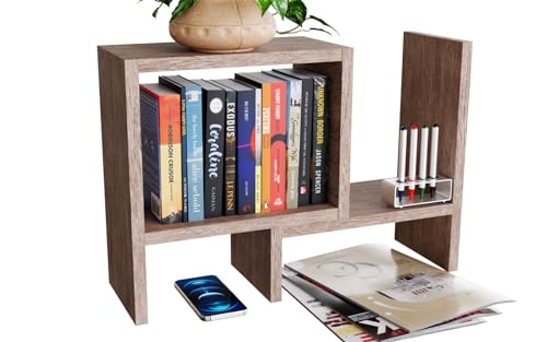 ComfortCove Verstellbares Bücherregal, Schreibtisch-Bücherregal, Schreibtisch-Organizer, Freistehender Schreibtisch Organizer, Küchen Organizer, Büro-Aufbewahrungsregal, Sonoma von ComfortCove