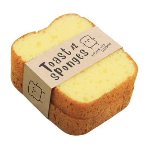 COMFORTHOME® Toast Sponge Schwamm für Teller, 2 Stück, lustiges Mehrzweck-Reinigungsset für Küchen, saugfähig, Reinigungsmittel von ComfortHome