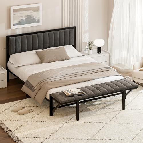 ComfortXL Polsterbett 160x200 cm, mit klappbarer Endbank, Stauraumbett aus Eisen, mit Lattenrost, Samtbezug, für Erwachsene und Jugendliche, Dunkelgrau ComfortXL Polsterbett 160x200 cm, mit klappbarer Endbank, Stauraumbett aus Eisen, mit Lattenrost, Samtbezug, für Erwachsene und Jugendliche, Dunkelgrau von ComfortXL