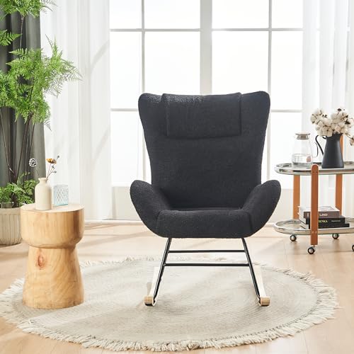Freizeitschaukel für Wohnzimmer und Schlafzimmer, mit stützenden Armlehnen und ergonomischen Rückenlehnen, aus bequemem Velours, Grau von ComfortXL