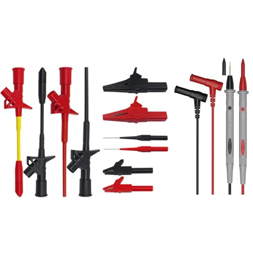 12 Pcs Multimeter Messleitungs Set, Elektronische Messleitungen mit Aufbewahrungstasche Krokodilklemmen Prüfhaken Austauschbare vergoldete Messspitzen-Set 12 Pcs Multimeter Messleitungs Set, Elektronische Messleitungen mit Aufbewahrungstasche Krokodilklemmen Prüfhaken Austauschbare vergoldete Messspitzen-Set von Comforty