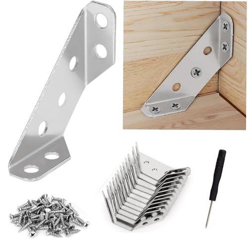 12 Stück Eckverbinder Edelstahl Dreiecksstütze Winkelverbinder Möbelbau Winkel Metall Eckwinkel Dreieck Form Ecke Klammer Mit Schraube, Möbelwinkel Metallwinkel für Möbel Tisch Stuhl Schrank Holz von Comforty