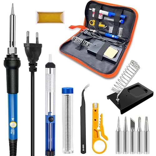 13 Stück Lötkolben Set,60W Lötkolben Lötset mit EIN/AUS-Schalter200-450°C, Einstellbarer Temperaturknopf, 5 Lötspitzen,Gebogene Pinzette,Lötdraht, Eisenständer mit Schwamm,Pro Elektrotechnik Reparatur 13 Stück Lötkolben Set,60W Lötkolben Lötset mit EIN/AUS-Schalter200-450°C, Einstellbarer Temperaturknopf, 5 Lötspitzen,Gebogene Pinzette,Lötdraht, Eisenständer mit Schwamm,Pro Elektrotechnik Reparatur von Comforty