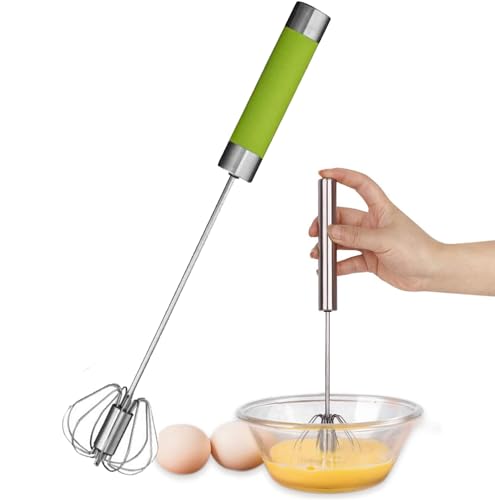 14 Zoll Halbautomatischer Eierschläger, Halbautomatischer Schneebesen für die Küche Quirl Küchengerät(Grün) von Comforty