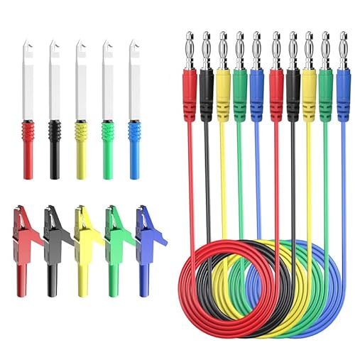 20 Stück 4 mm Bananenstecker Testleitungen Kit mit Krokodilklemmen, Isolationsdraht, Sicherheits-Piercingsonden für Multimeter, Automobil-Diagnostik 20 Stück 4 mm Bananenstecker Testleitungen Kit mit Krokodilklemmen, Isolationsdraht, Sicherheits-Piercingsonden für Multimeter, Automobil-Diagnostik von Comforty
