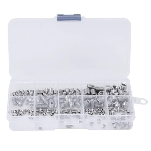 Madenschrauben Sortiment Set,250 Stück Kegelspitz Madenschrauben Set,für Türgriffe, Wasserhahn - M3/M4/M5/M6/M8 Madenschrauben Sortiment Set,250 Stück Kegelspitz Madenschrauben Set,für Türgriffe, Wasserhahn - M3/M4/M5/M6/M8 von Comforty