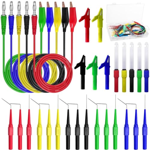 30 Stück Multimeter Messleitungen Kit, 4mm Bananenstecker Kabel mit Krokodilklemmen mit Testsonde für Digital Multimeter Spannungsprüfer von Comforty