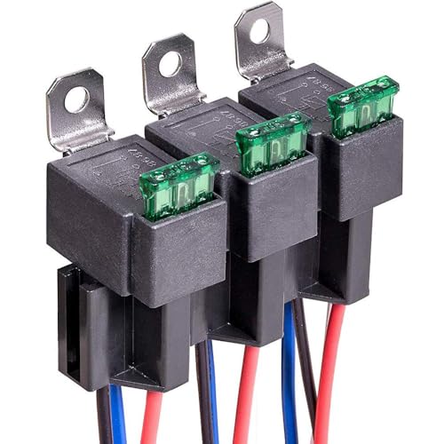 30A Relais-Set 3x mit ATO/ATC-Sicherungen – 12V 4-Pin SPST Hochleistungsrelais inkl. 12 AWG Kabelbaum-Set & Metallhalterung | Robustes Kfz-Zubehör für Auto, LKW, Wohnmobil | Industrietauglich mit 30A 30A Relais-Set 3x mit ATO/ATC-Sicherungen – 12V 4-Pin SPST Hochleistungsrelais inkl. 12 AWG Kabelbaum-Set & Metallhalterung | Robustes Kfz-Zubehör für Auto, LKW, Wohnmobil | Industrietauglich mit 30A von Comforty