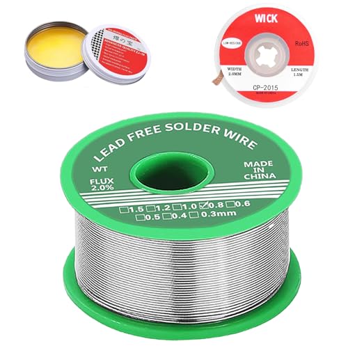 Circuit Board Soldering Kit – ​3-in-1 Profi-Ausstattung mit ​50g/0.8mm Lötdraht, ​10g Rosin-Paste und ​Desoldering-Wick,für Schmuck & Rohrleitungswelding von Comforty