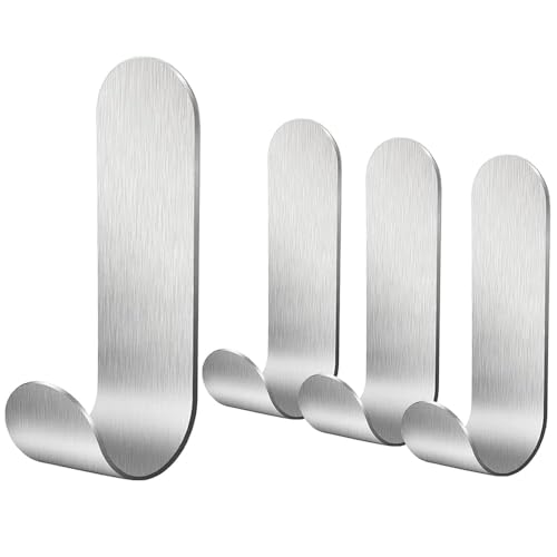 4 Stück Haken Selbstklebend,Haken Selbstklebend Handtuchhaken für Bad & Küche, Ohne Bohren Wasserfest,Handtuchhalterung Wandhaken zum Kleben Selbstklebend,Klebehaken Selbstklebend aus Edelstahl von Comforty