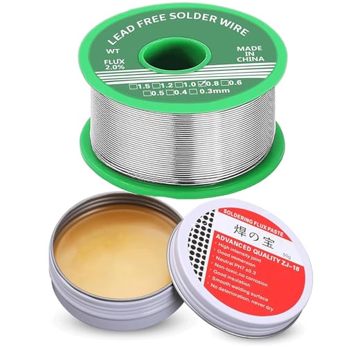 Lötdraht 1,0 mm (20 g) + 50 g Zinnpaste – Bleifreies Lötzinn mit Kolophonium für präzise Elektronikreparaturen, Heimwerkerprojekte & LED-Arbeiten – Hochwertiges Lötmaterial mit 1.0mm Durchmesser für H von Comforty