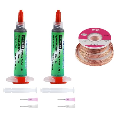 Lötkern und Flussmittelpaste für die Elektronikreparatur, 2*No-Clean-Flussmittel (20 g), Entlötset von Comforty