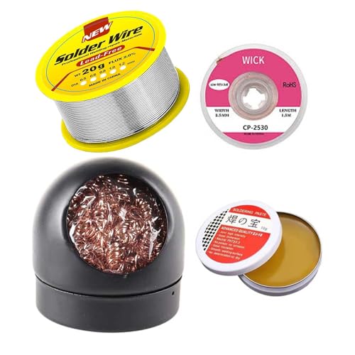 Lötspitzenreiniger Set – 4-in-1 Lötwerkzeugkit mit 0,8 mm Lötdraht (20 g), Kolophonium-Flusspaste (10 g) & No-Clean-Lötkern für präzise Lötarbeiten von Comforty